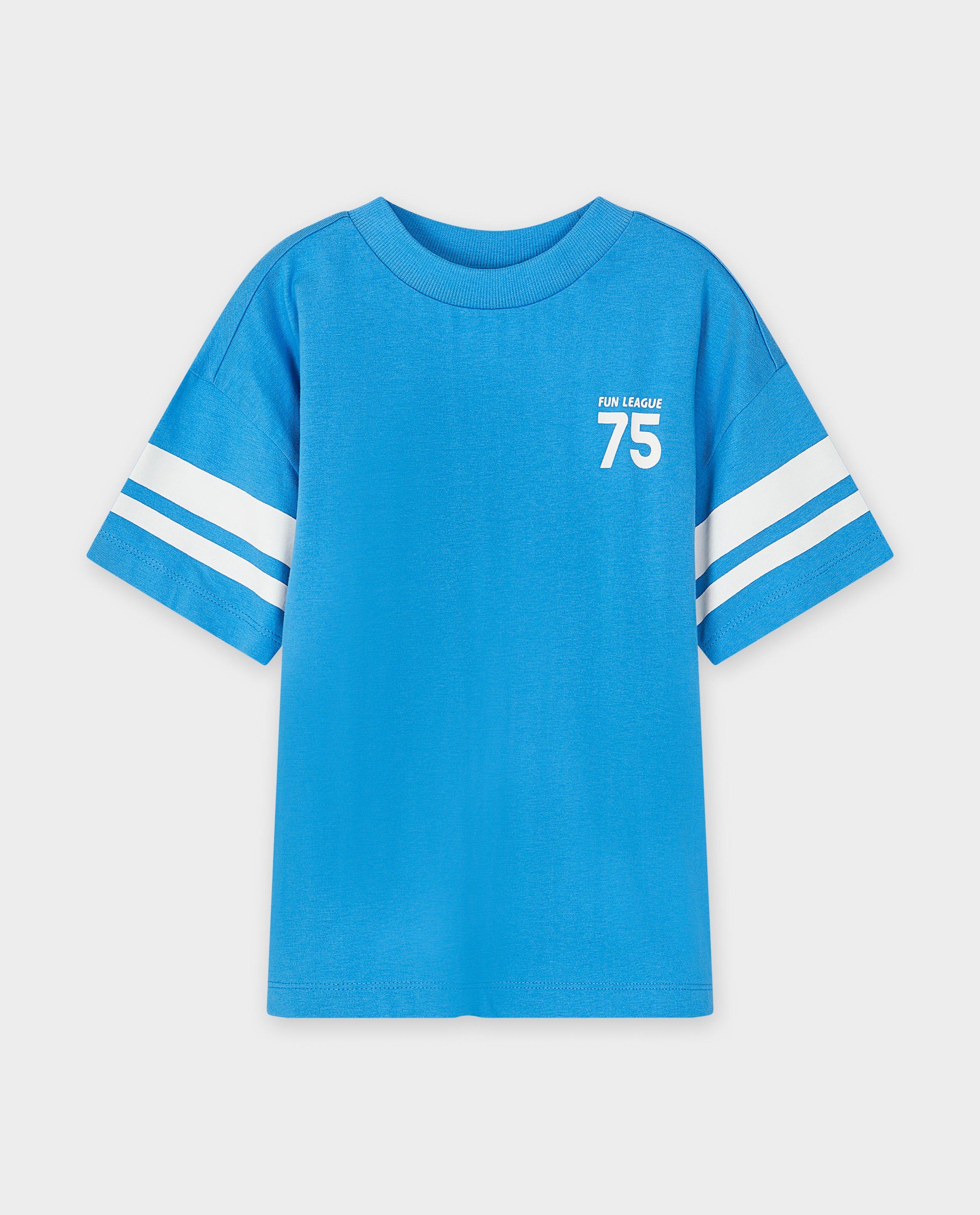Tricou Kidz Nation cu imprimeu albastru strălucitor pe spate