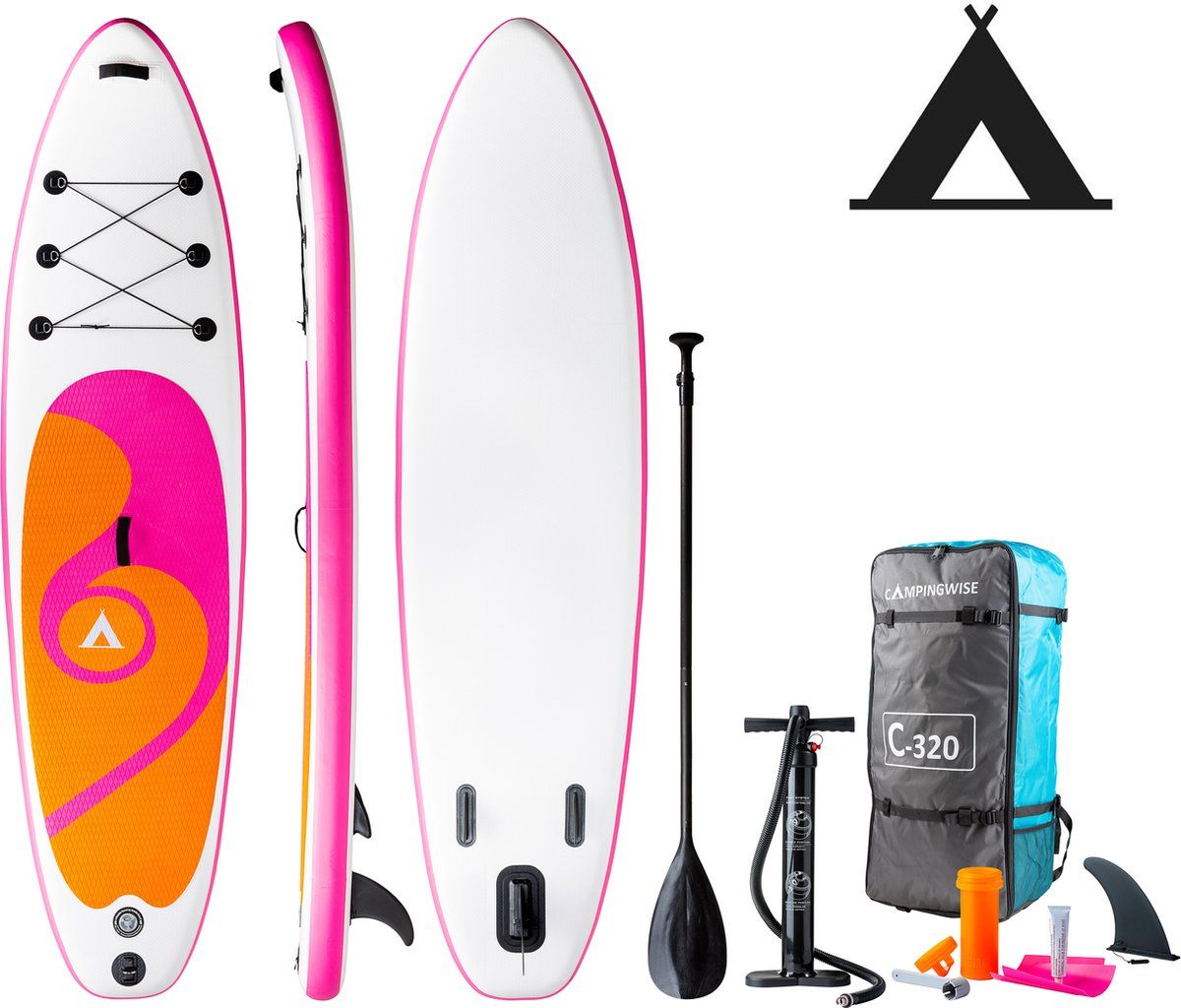 Campingwise pink orange aufblasbar Sup Board set