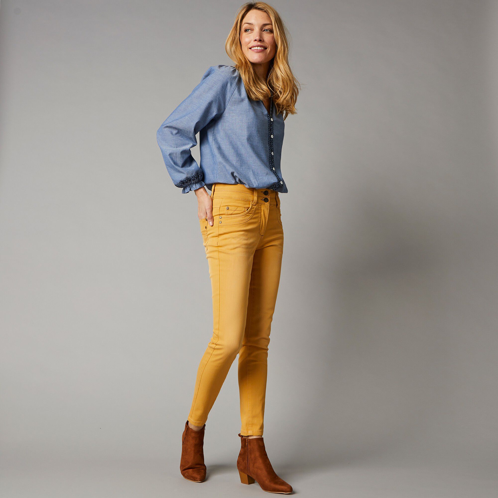 Jean 7/8ème fuselé couleur stretch