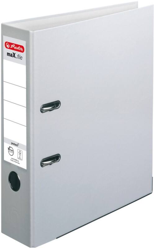 herlitz maX.file protect Ordner DIN A4 80 mm Grau 2 Ringe 5480900 Pappkarton, PP (Polypropylen) Texturiert Hochformat