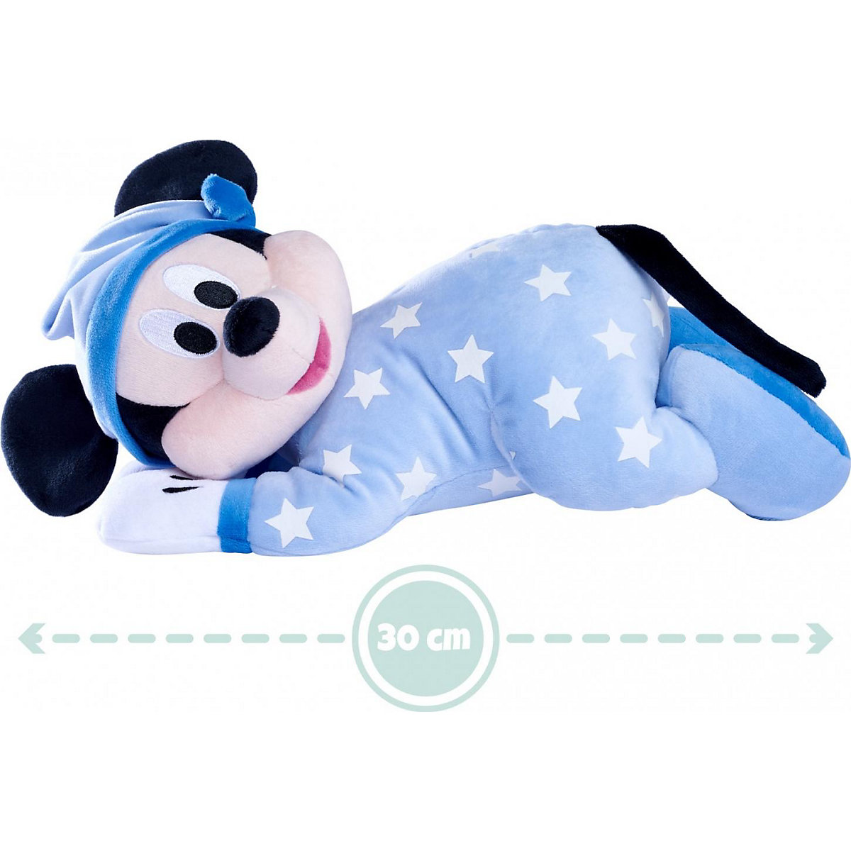 Gute Nacht Mickey liegend, 30 cm Plüschfigur, leuchtet im Dunkeln