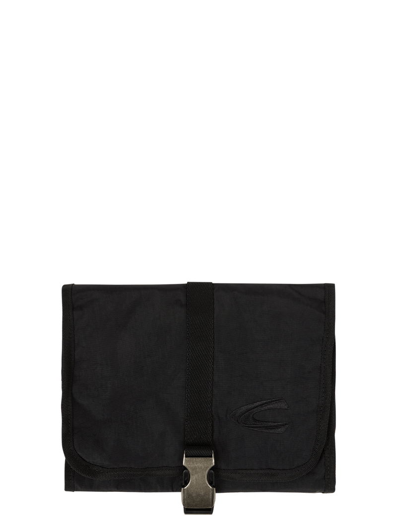 Kulturtasche mit Logo-Stickerei in schwarz