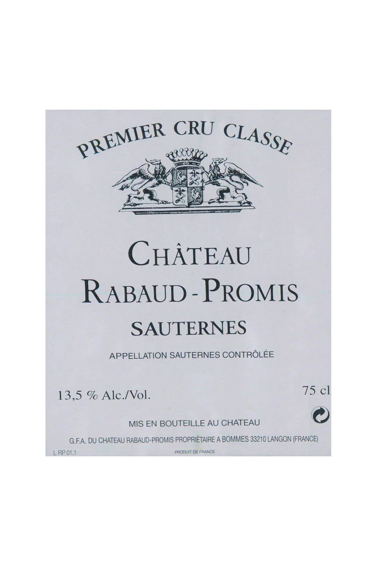 Château Rabaud Promis 1937, Sauternes