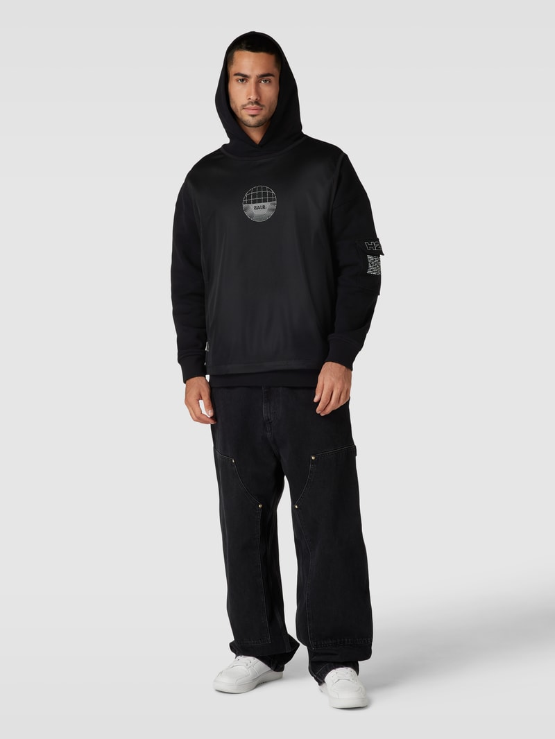 Hoodie mit Label-Print Modell 'Joey' in schwarz