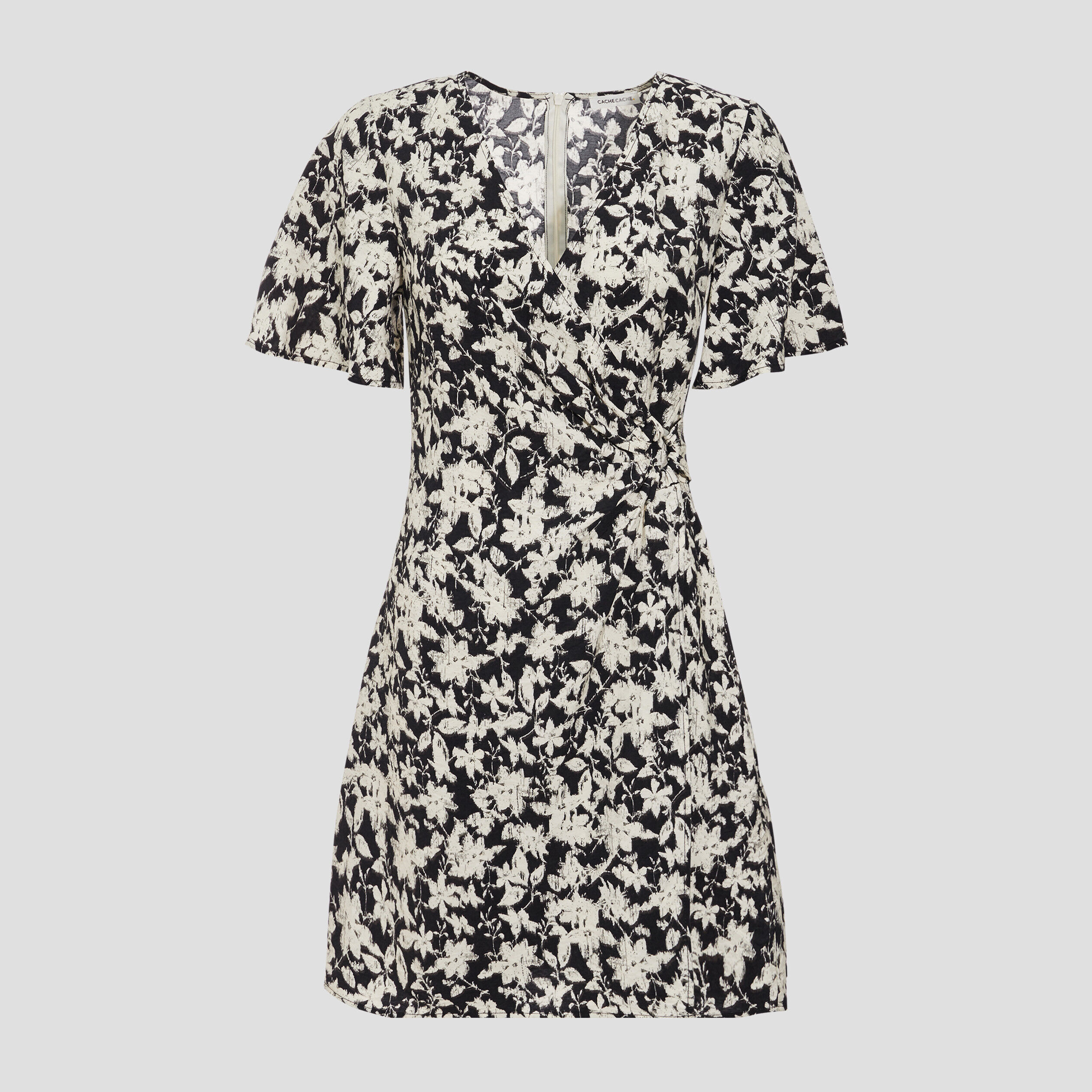 Robe portefeuille à manches courtes noir femme | Cache Cache