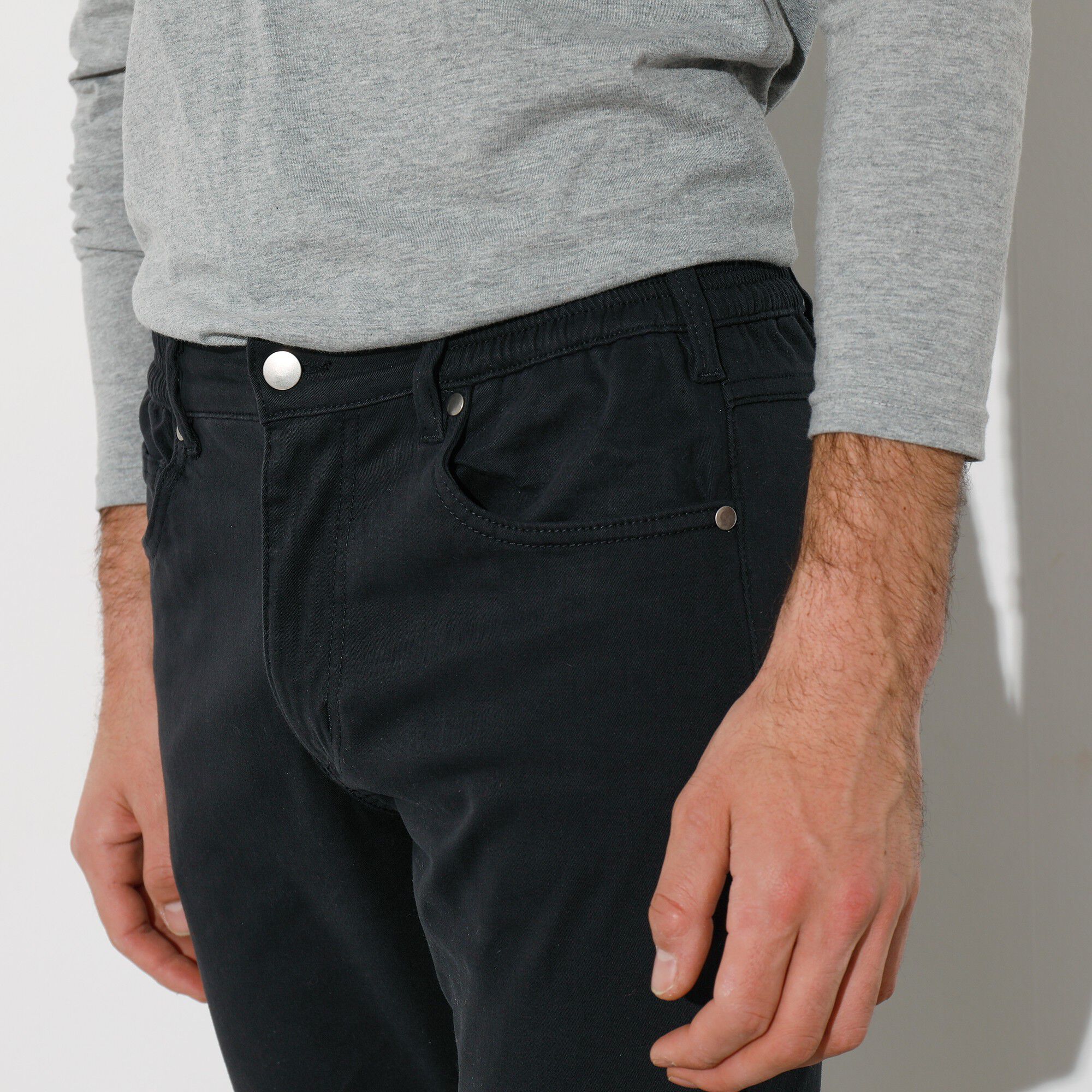 Pantalon droit 5 poches twill coton extensible