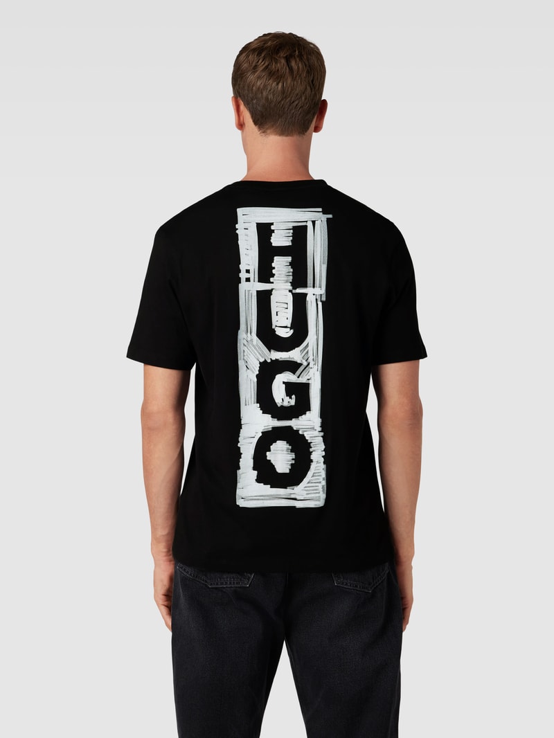 T-Shirt mit Label-Stitching Modell 'Danden' in schwarz