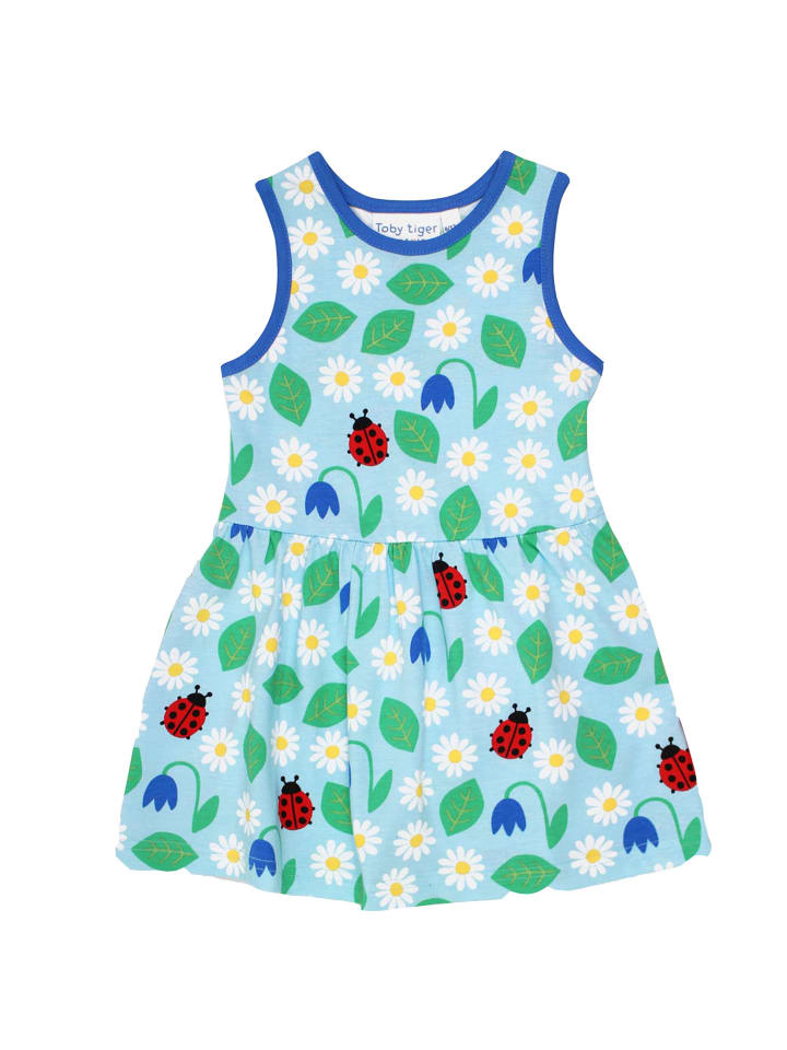 Toby Tiger Trägerkleid mit Marienkäfer und Blumen Print in blau günstig kaufen