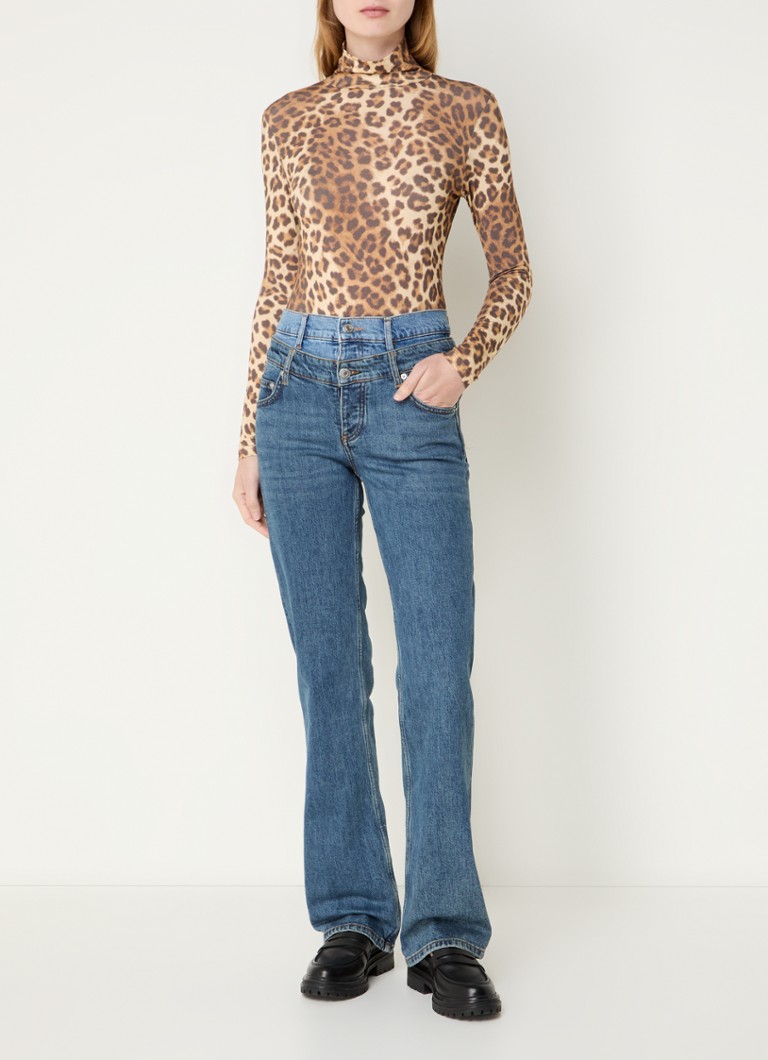Maje long-sleeved shirt with turtleneck and leopard print