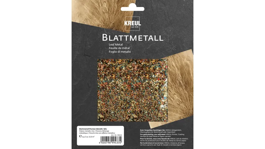 KREUL Art Deco Blattmetalle Flocken Metallic-Mix 2 g metallic