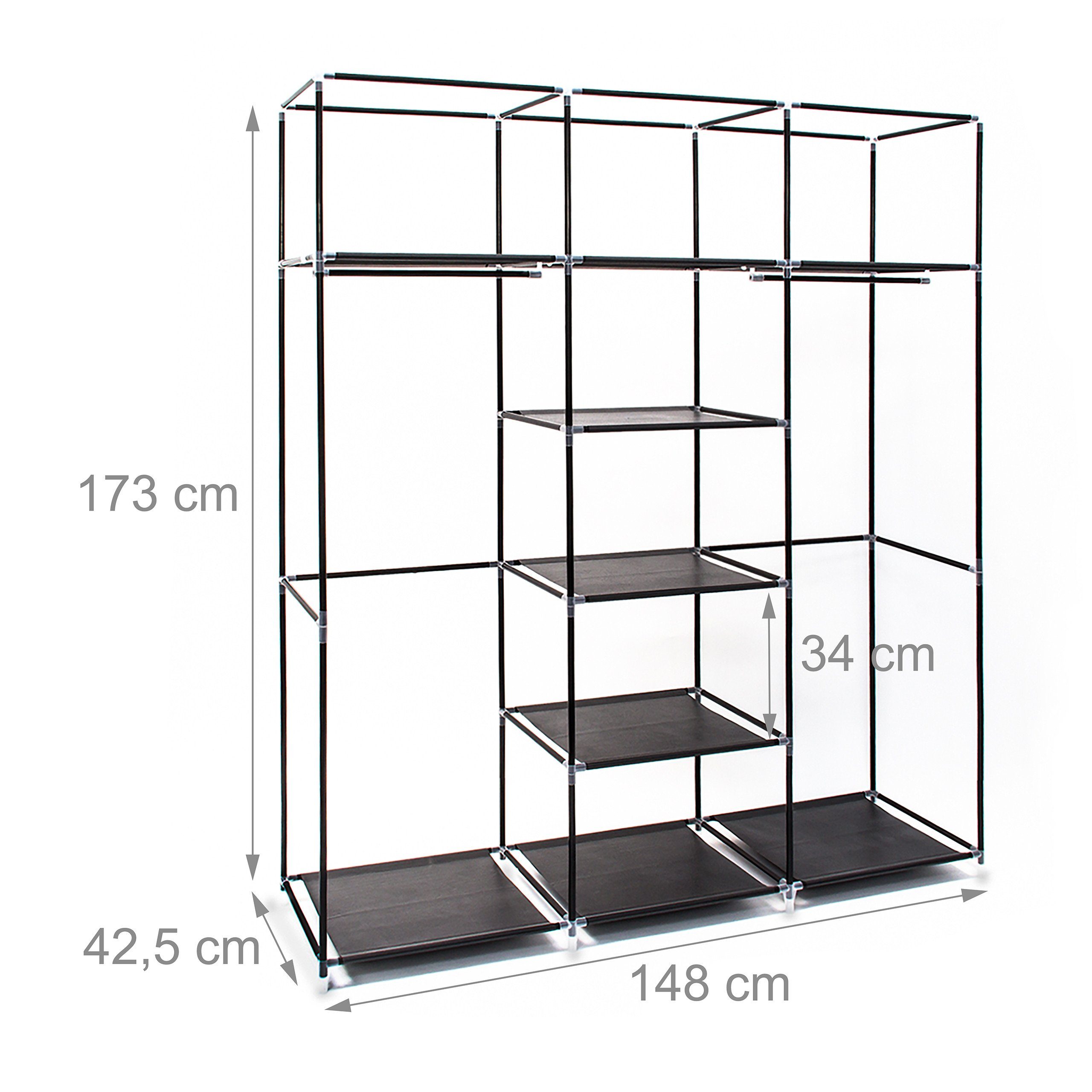 relaxdays Stoffschrank 1 x Stoffkleiderschrank XXL schwarz