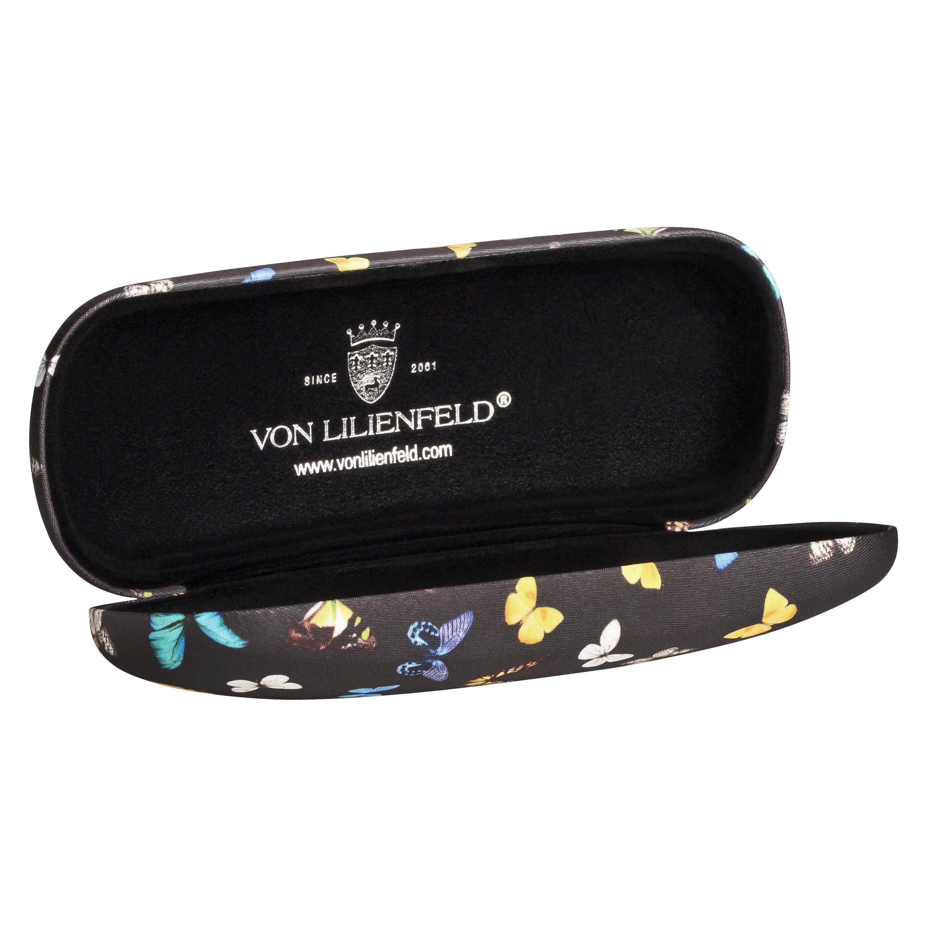 von Lilienfeld Brillenetui Brillenetui Schmetterlinge Butterfly Schmetterlingstanz Brillenbox, stabiles mit Mikrofaser bezogenes Hardcase