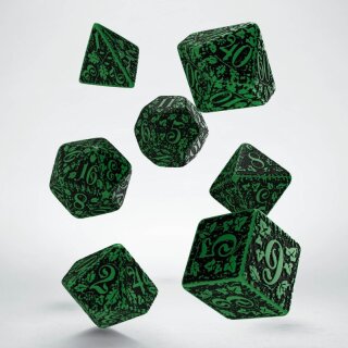 Forest 3D Green & black Dice Set (7)