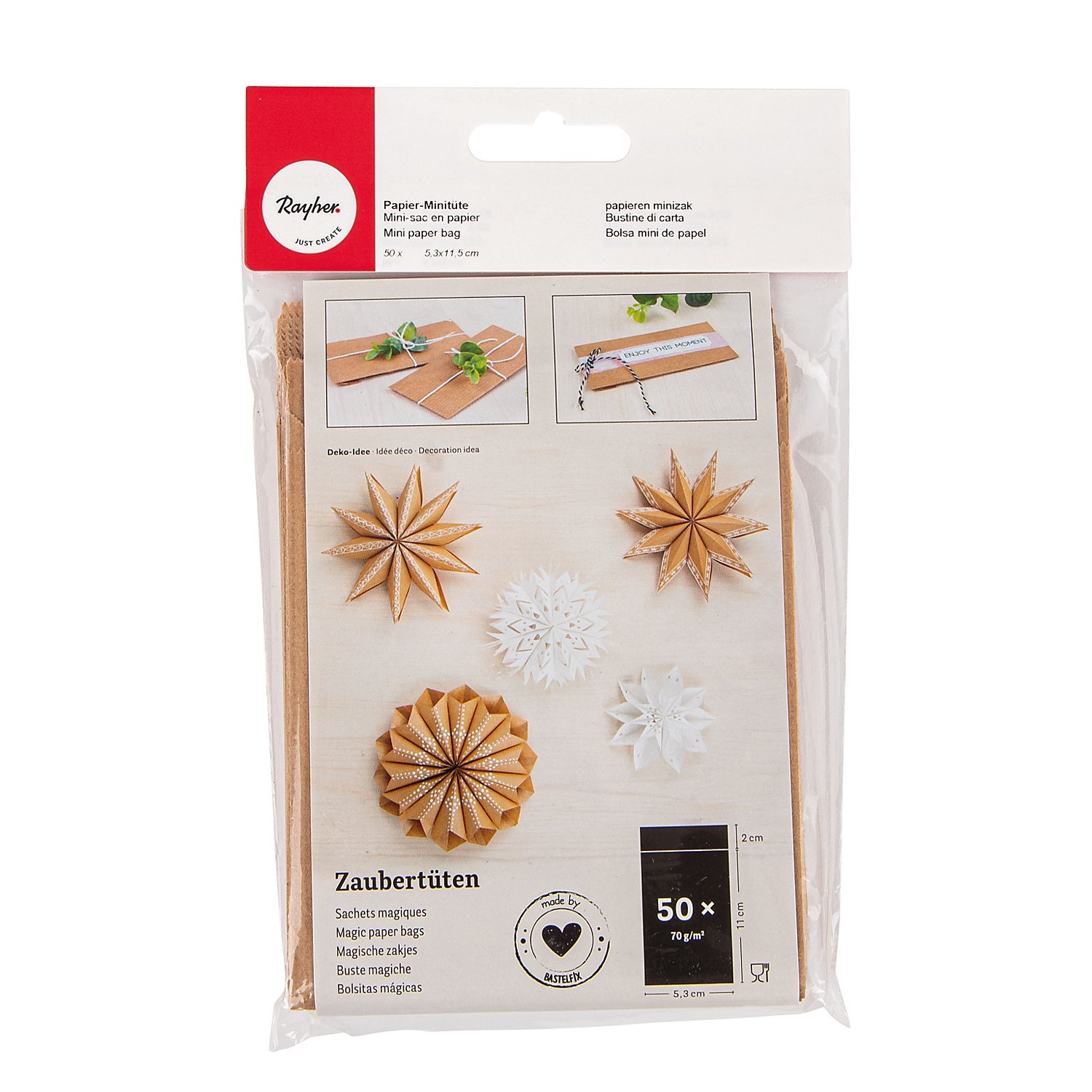 Mini-Papiertüten, braun, 5,3 x 11,5 cm, 50 Stück