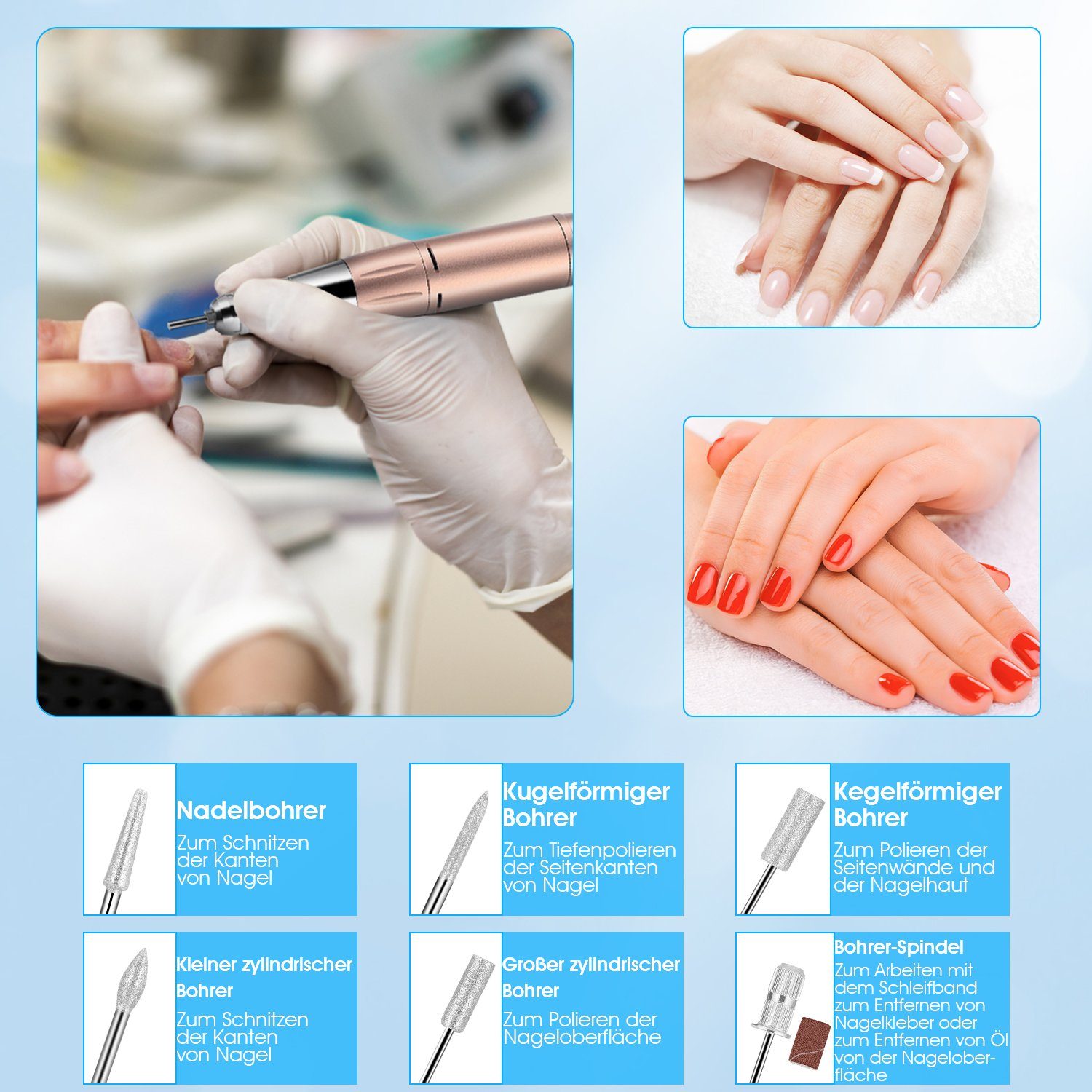 LETGOSPT Maniküre-Pediküre-Set Elektrischer Nagelfräser, 35000 U/Min Profi Nagelfeile, für Gelnägel, Pediküre Set Fußpflege für Gelnägel, Nagellack