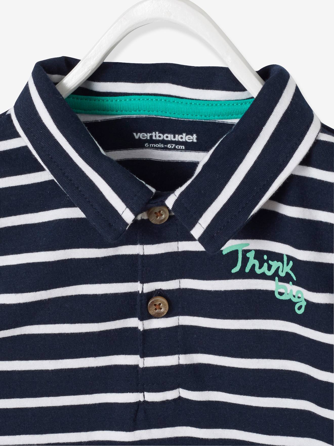 Vertbaudet Kurzoverall Jungen Baby, Polokragen Oeko-Tex - karamell gestreift