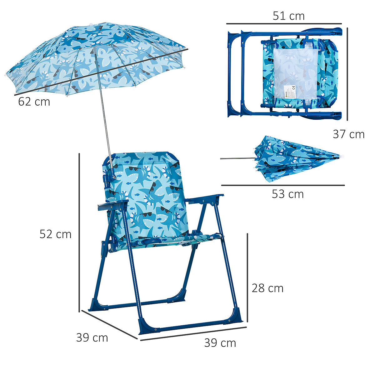 Kinder-Campingstuhl mit Sonnenschirm