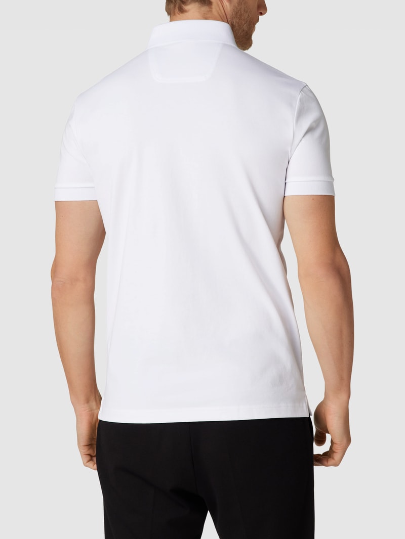 Poloshirt mit Label-Motiv-Stitching Modell 'Pavel' in weiß