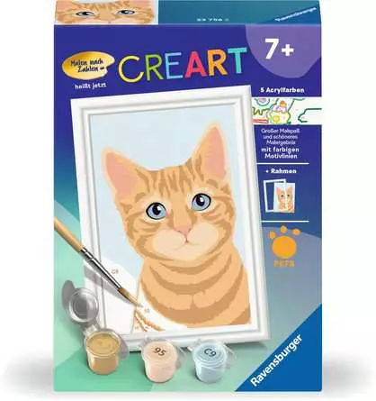 CreArt Niedliche Katze - Malen nach Zahlen für Kinder ab 7 Jahren