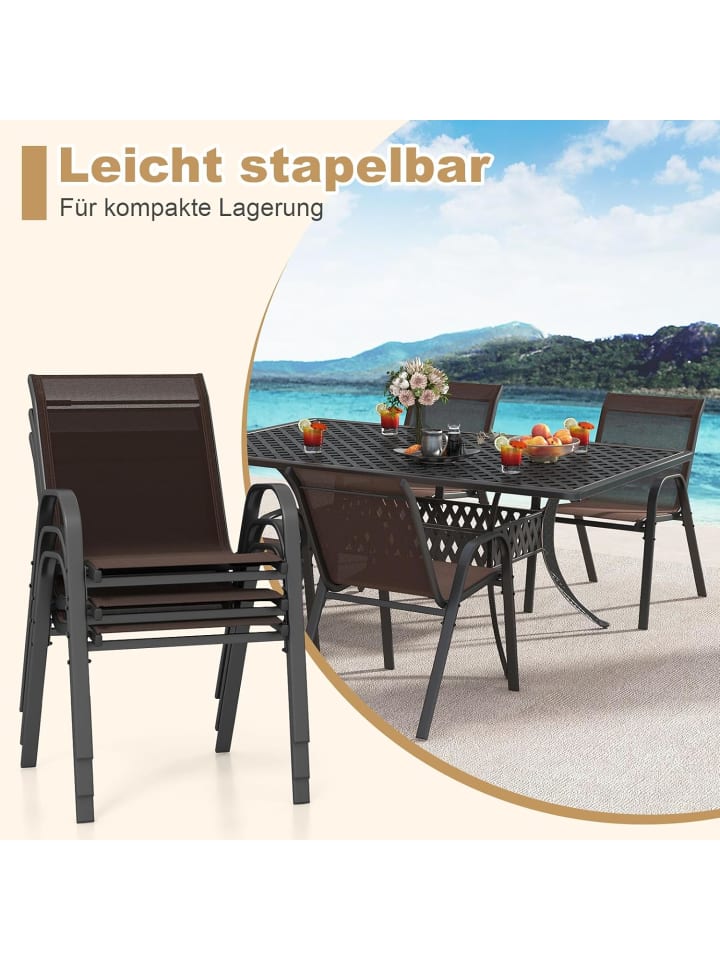 COSTWAY 4er Set Gartenstühle 56x70x84cm in Braun günstig kaufen onesize