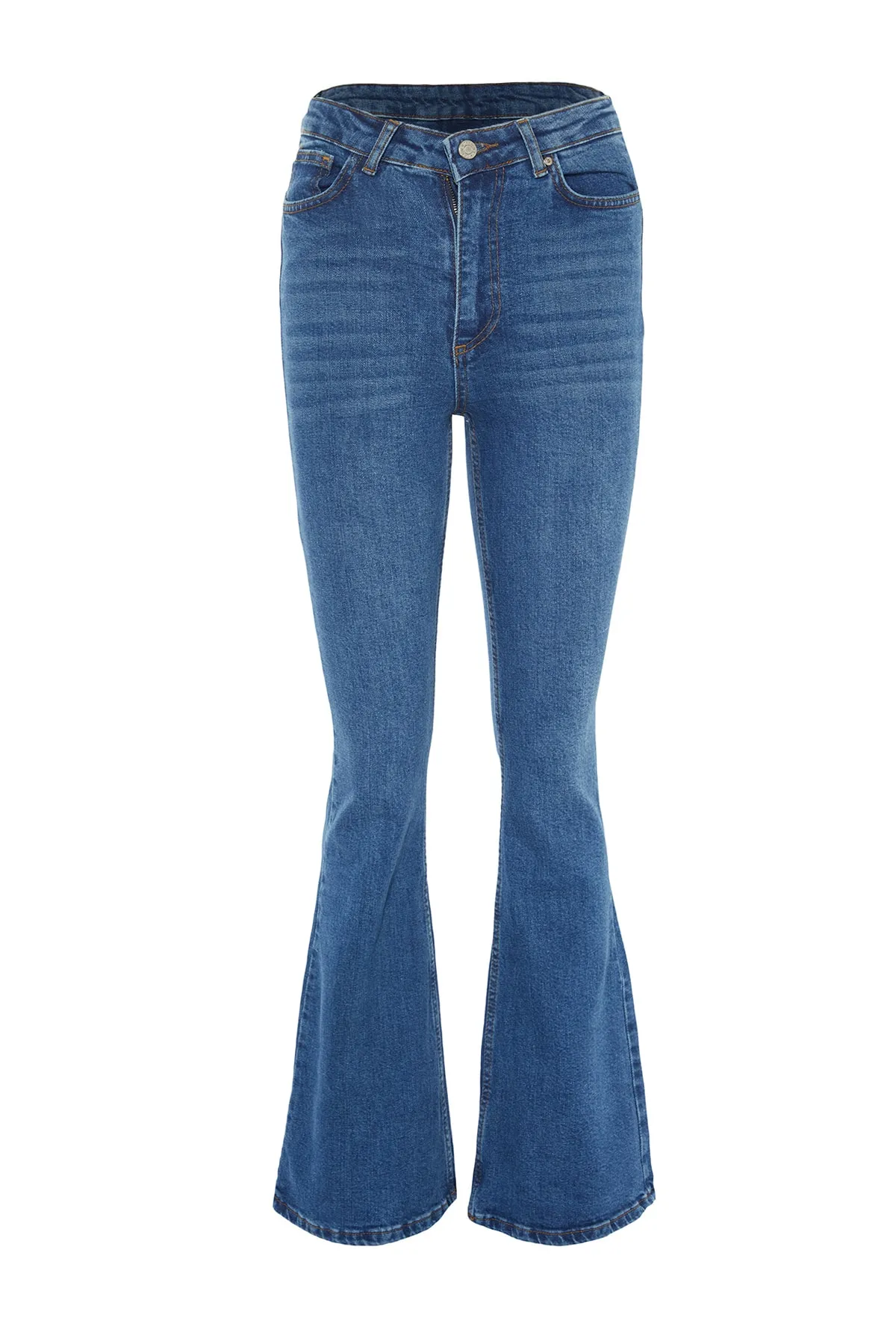 Trendyol Collection  Marineblaue Schlagjeans mit hoher Taille TWOSS22JE0460