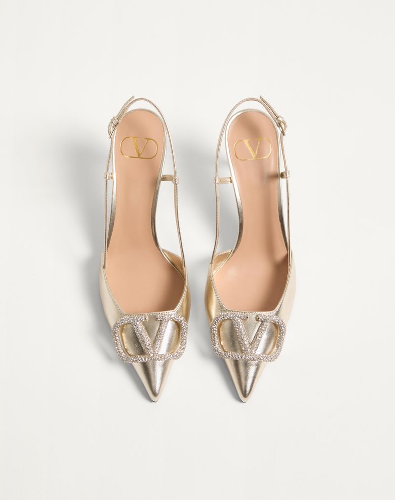 VLogo Glow Slingback Pumps i 80 mm lamineret nappa