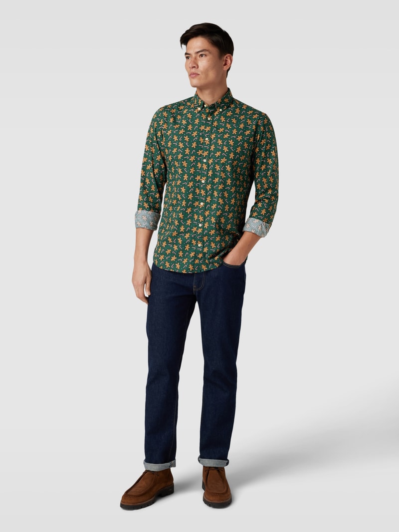 Regular Fit Freizeithemd mit Allover-Muster in bottle