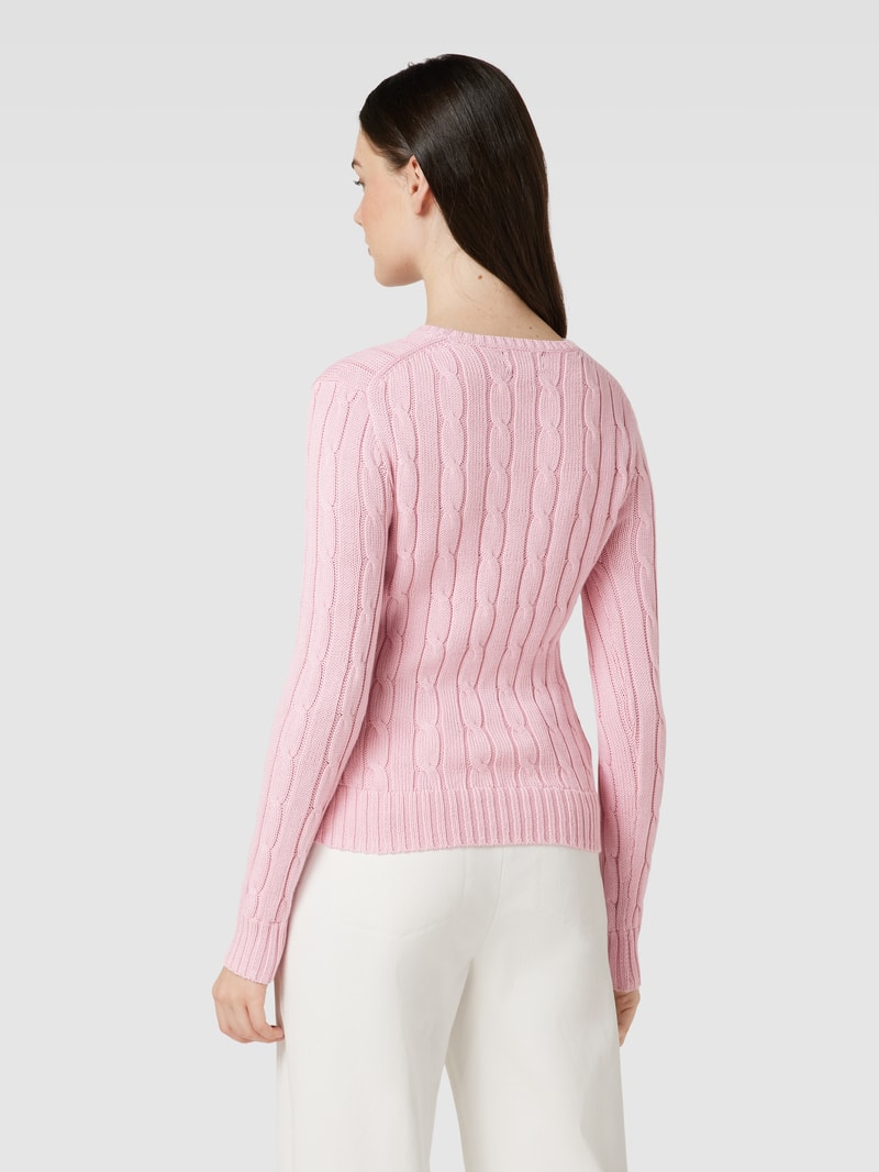 Strickpullover mit Zopfmuster Modell 'JULIANNA' in pink