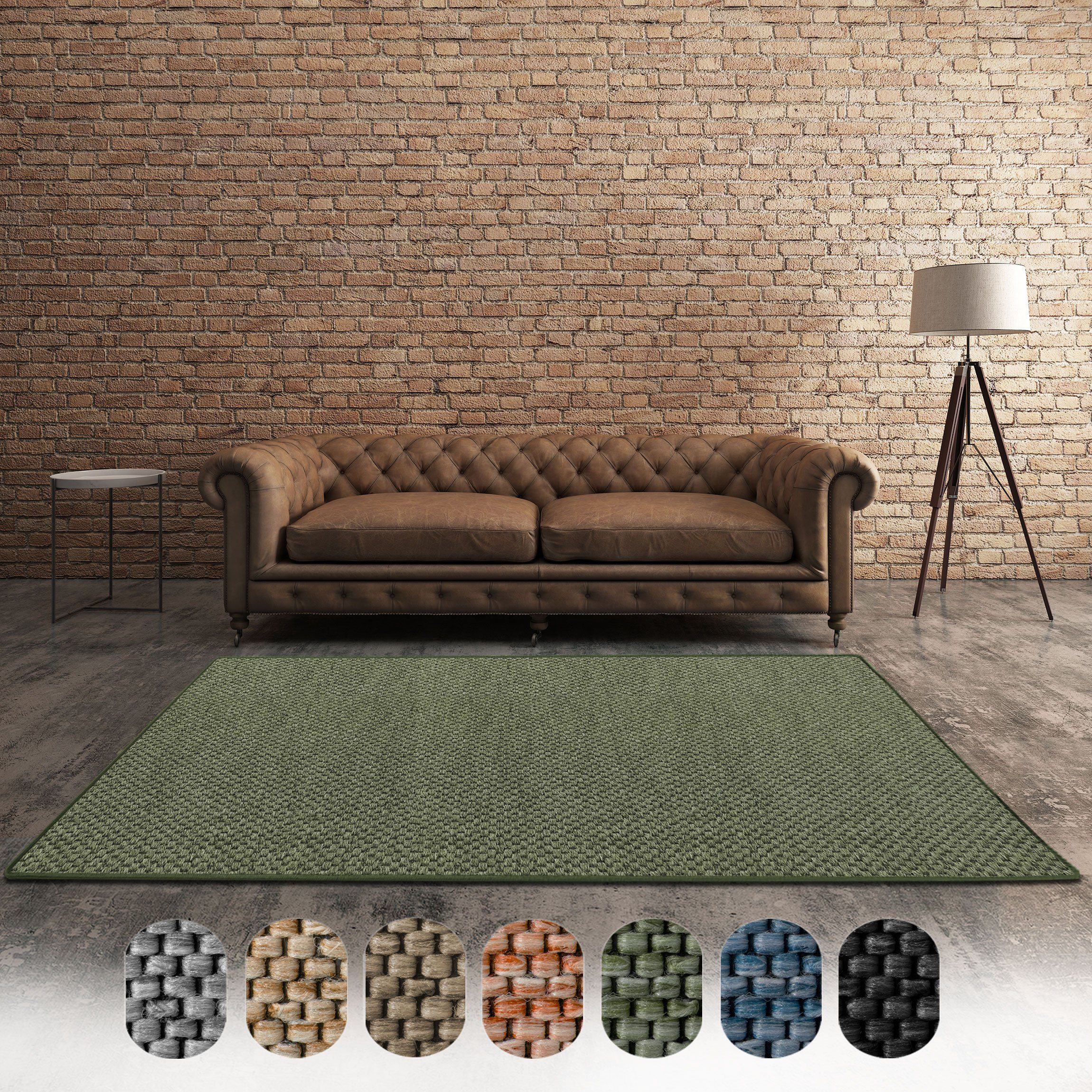 Teppich Haifa Läufer in vielen Farben & Größen, Wohnteppich, Teppichläufer, Karat, Höhe: 3.5 mm, in Sisaloptik