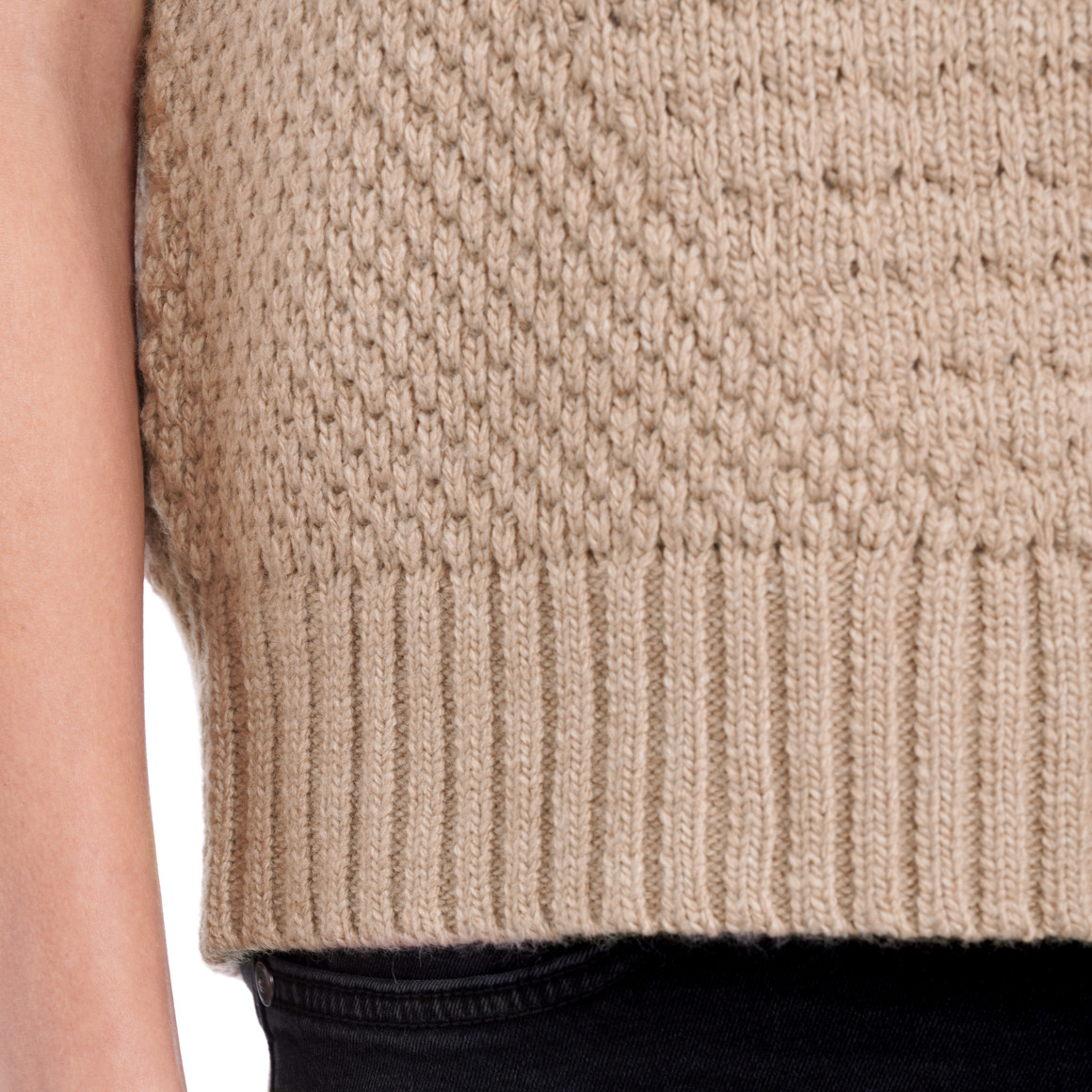 Damen Pullunder mit Struktur-Mix