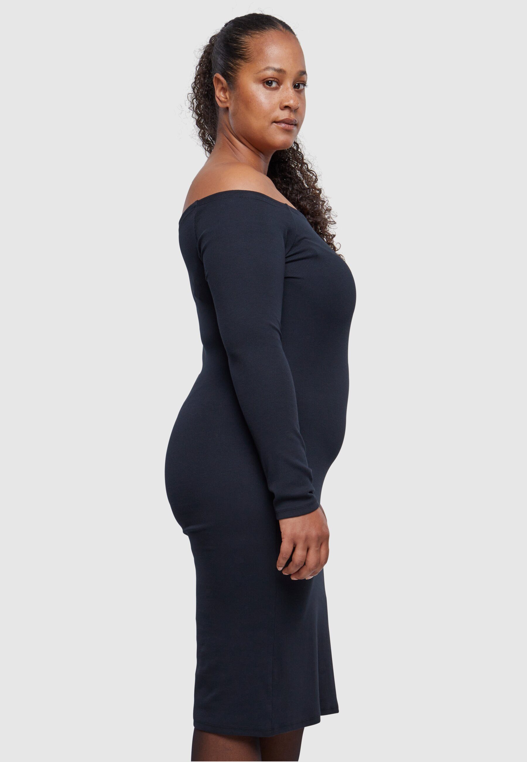 URBAN CLASSICS Stillkleid Damen Ladies Off Shoulder Longsleeve Rib Dress (1-tlg)
