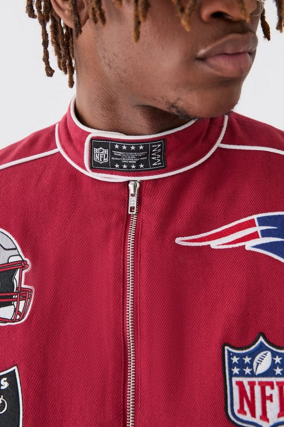 Oversize Nfl PU-Jacke mit Applikation