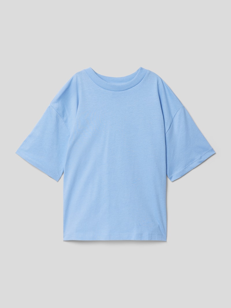 Oversized T-Shirt mit geripptem Rundhalsausschnitt in bleu
