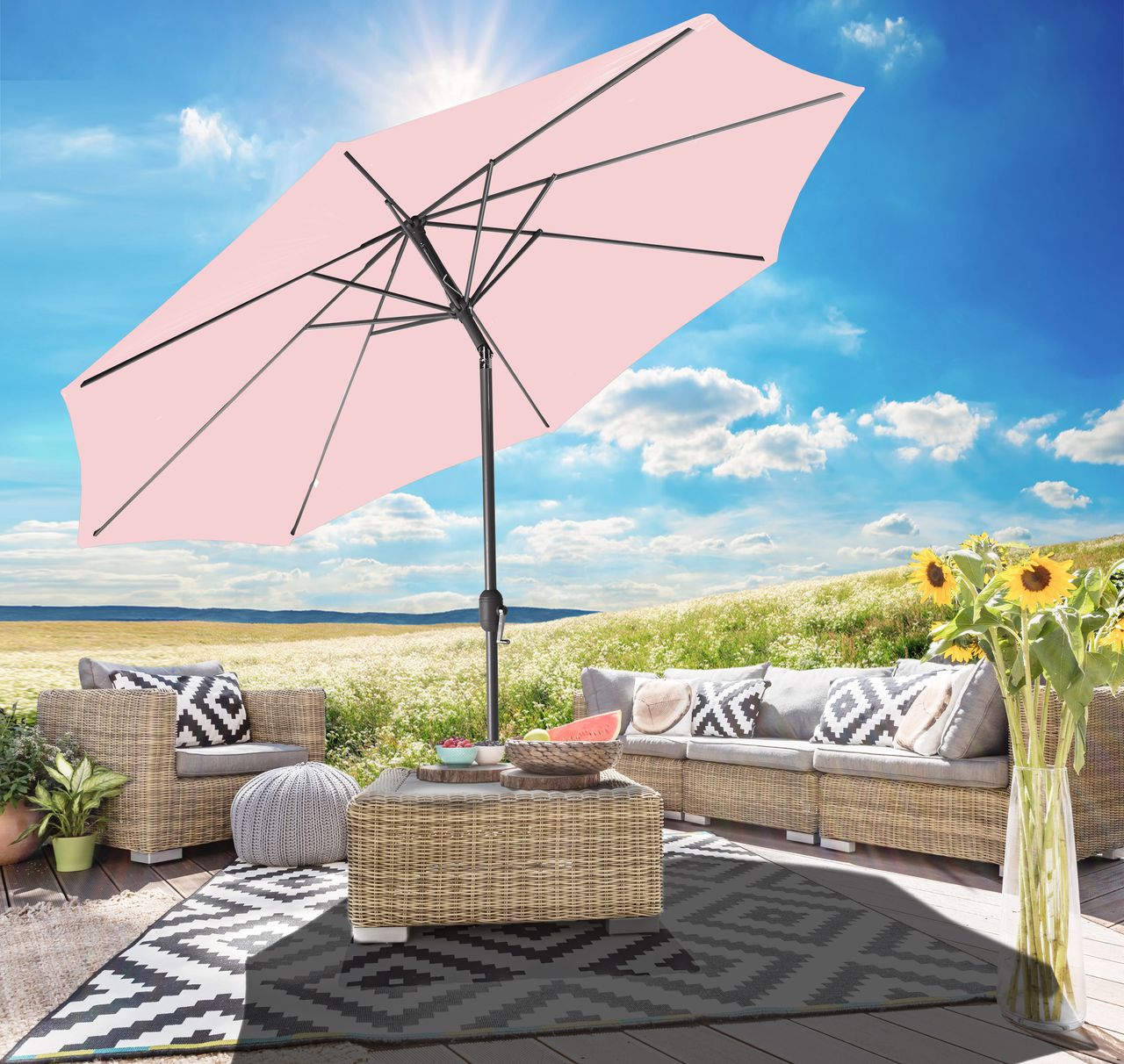 Gartenfreude Sonnenschirm, 270 cm, hellrosa