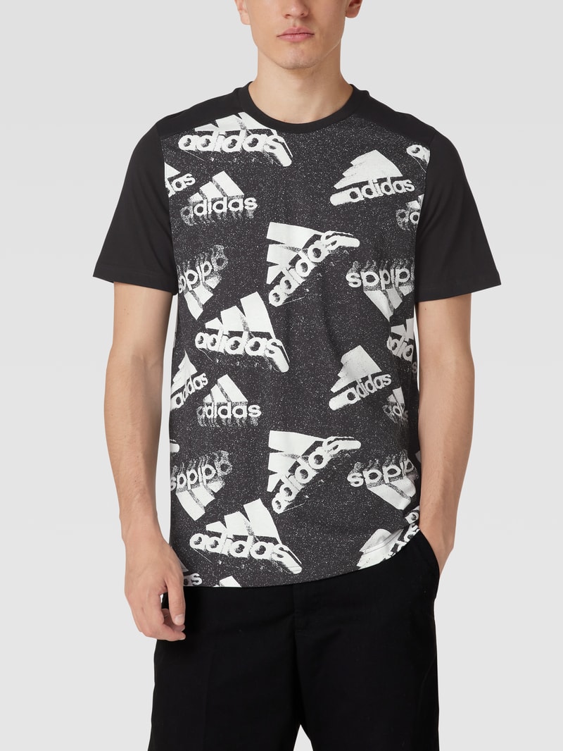 T-Shirt mit Label-Print in schwarz