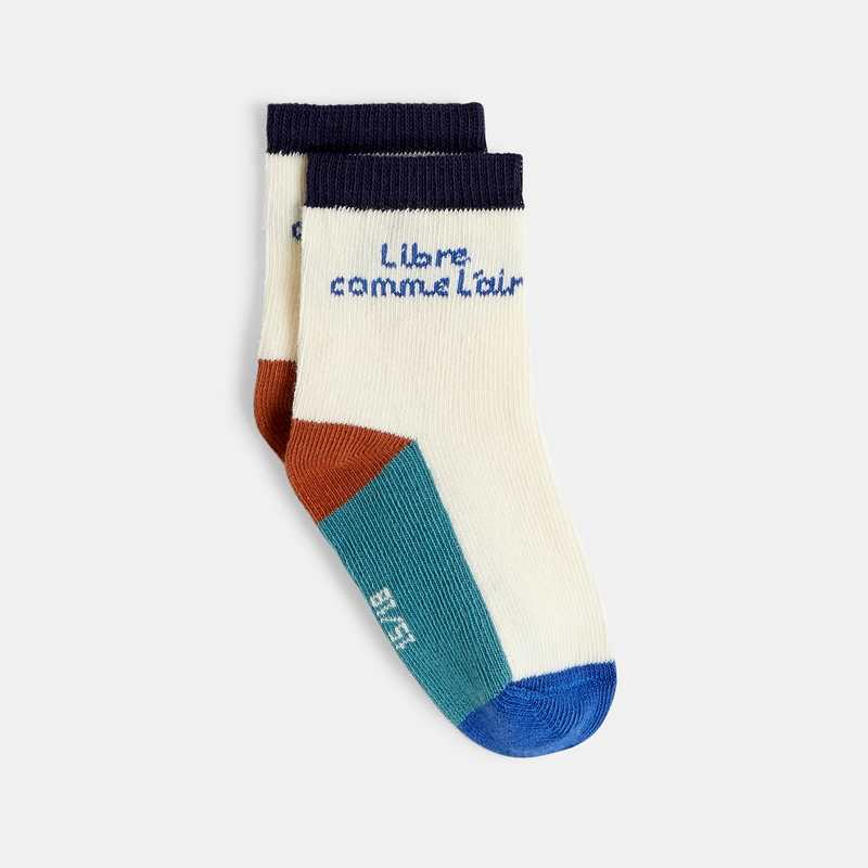 Chaussettes bébé garçon message en jacquard blanches Catimini
