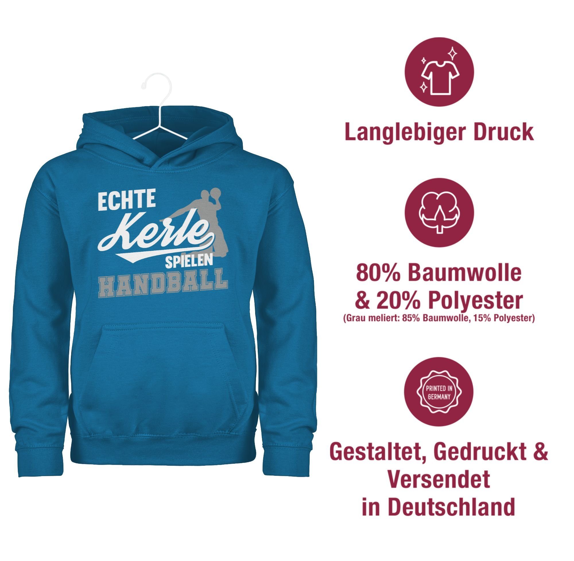 Shirtracer Hoodie Echte Kerle spielen Handball weiß / grau Kinder Sport Kleidung