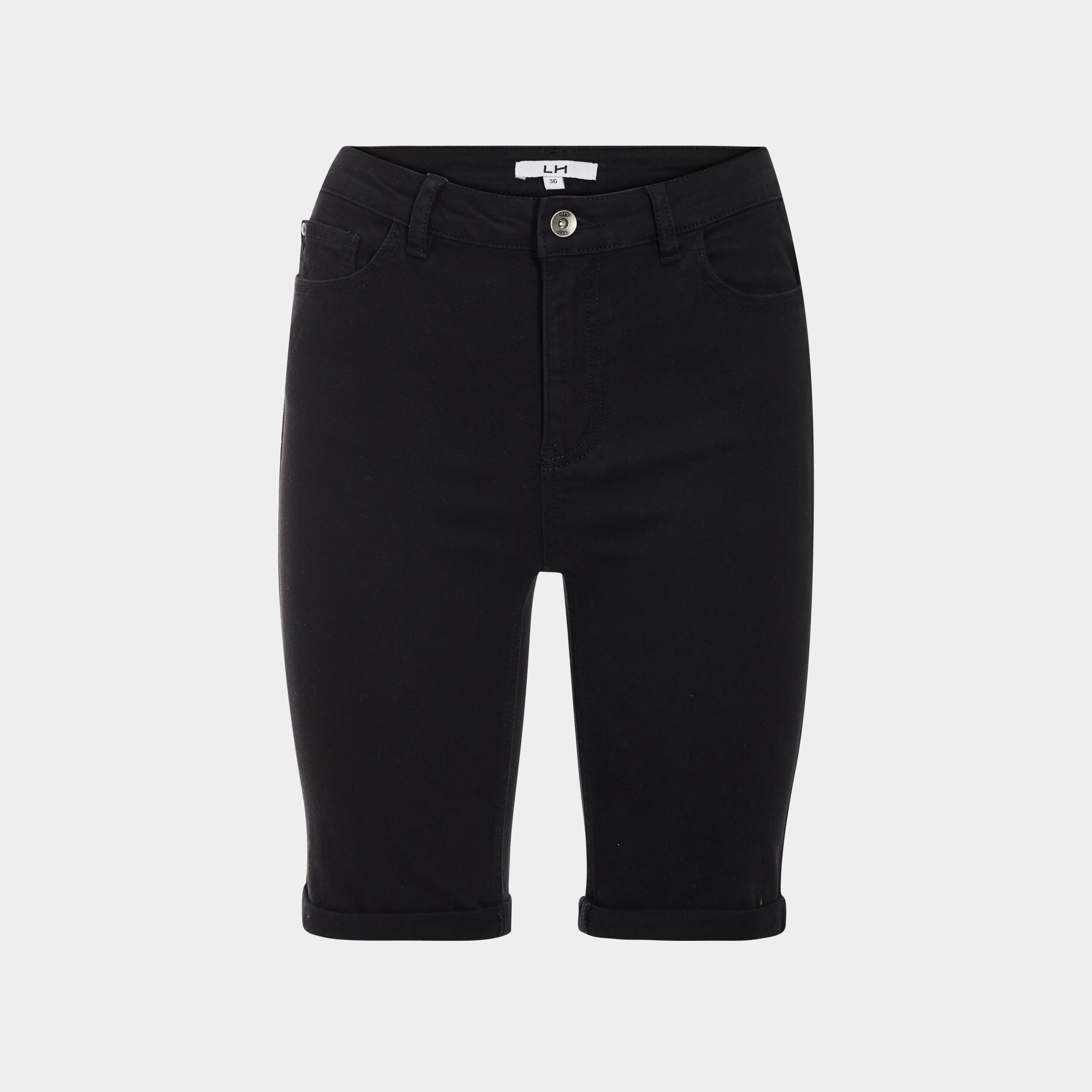 Bermuda slim 5 poches noir femme | La Halle