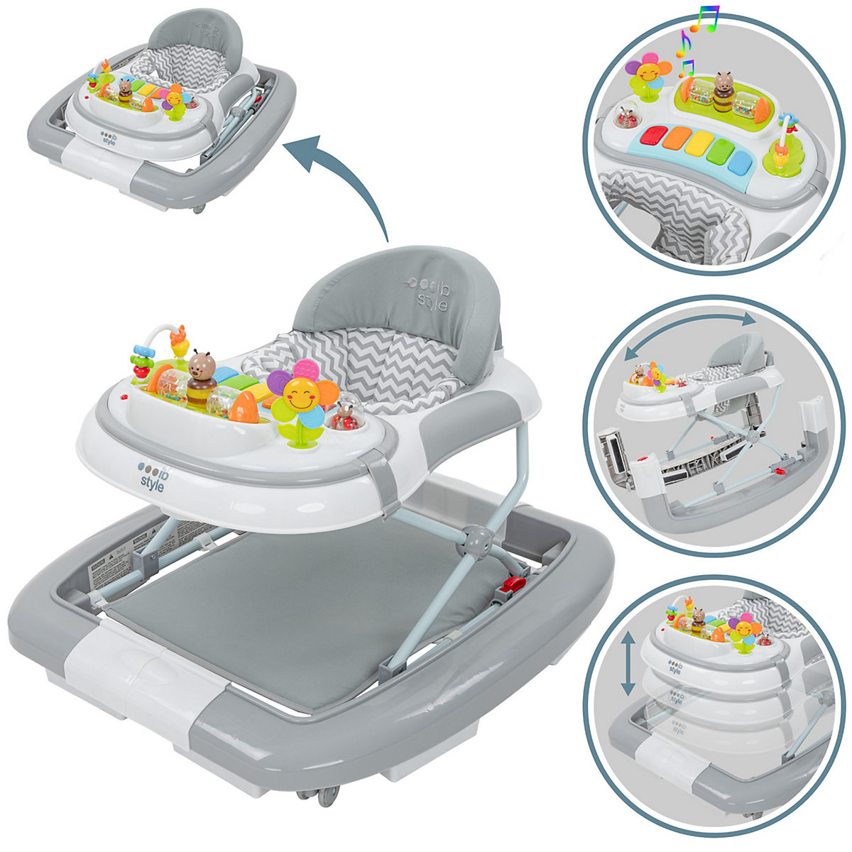 Lauflernwagen mit Schaukelfunktion Gehfrei Lauflernhilfe Wave 73 cm x 66 cm x 50 cm
