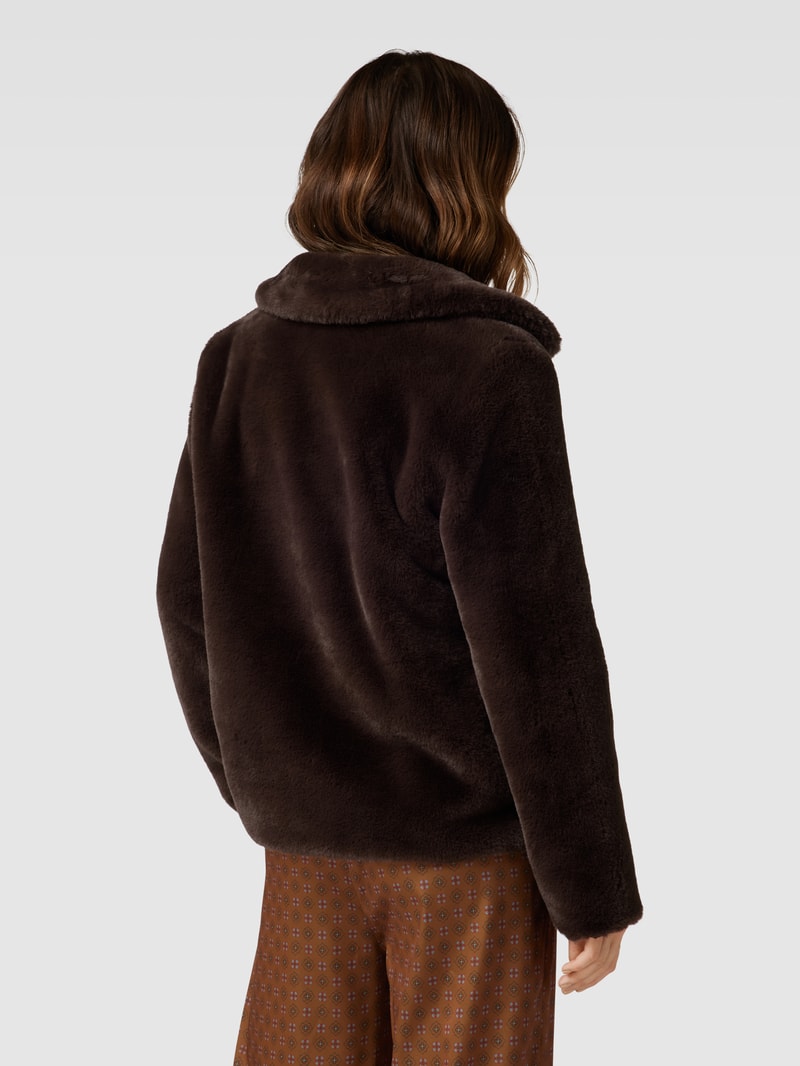 Jacke mit Kunstfellbesatz in schokobraun