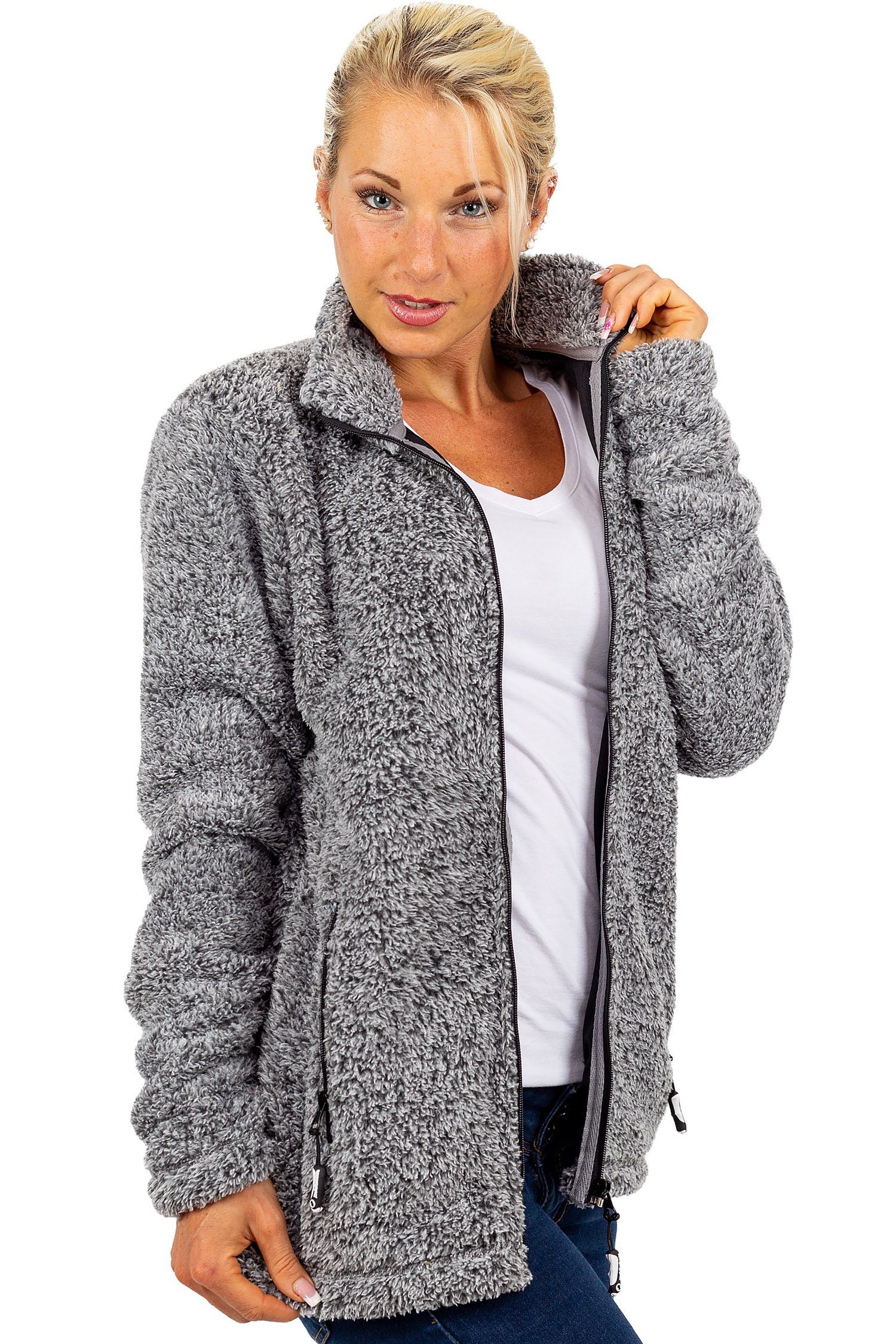 Reichstadt Fleecejacke Reichstadt Damen Fleecejacke 22RSW002 (1-St) mit Stehkragen und langen Ärmeln