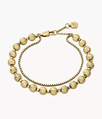 Fossil Armband All Stacked Up Beads Edelstahl goldfarben