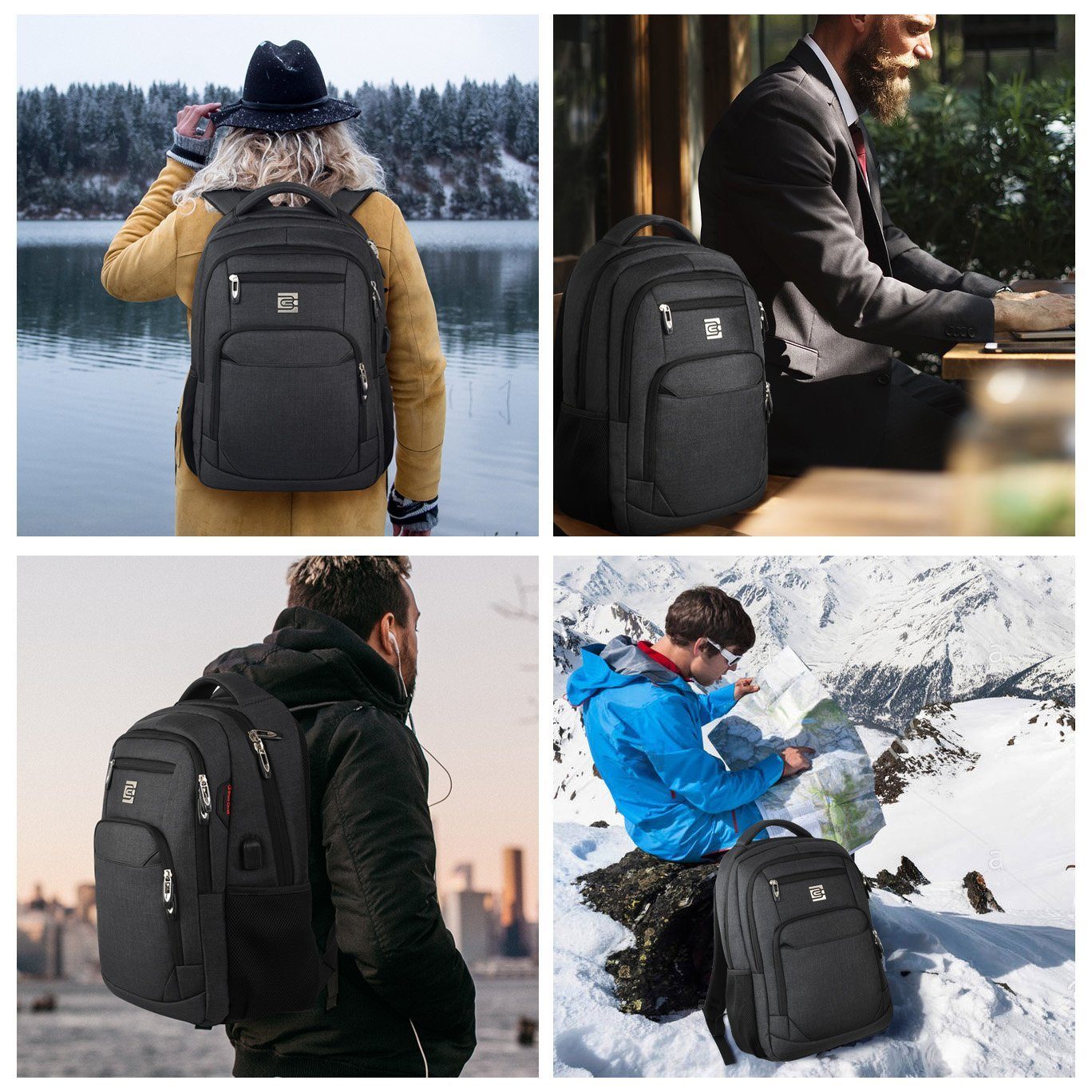 OKWISH Laptoprucksack Laptop Rucksack Rucksäcke Schulrucksack Laptoptasche Wasserbeständig (Laptop Notebook Tasche Schule Uni Rucksack Freizeitrucksack, Sportrucksack, mit USB-Anschluss, Anti-Diebstahl, Backpack mit Laptopfach), Herren Damen Jungen T