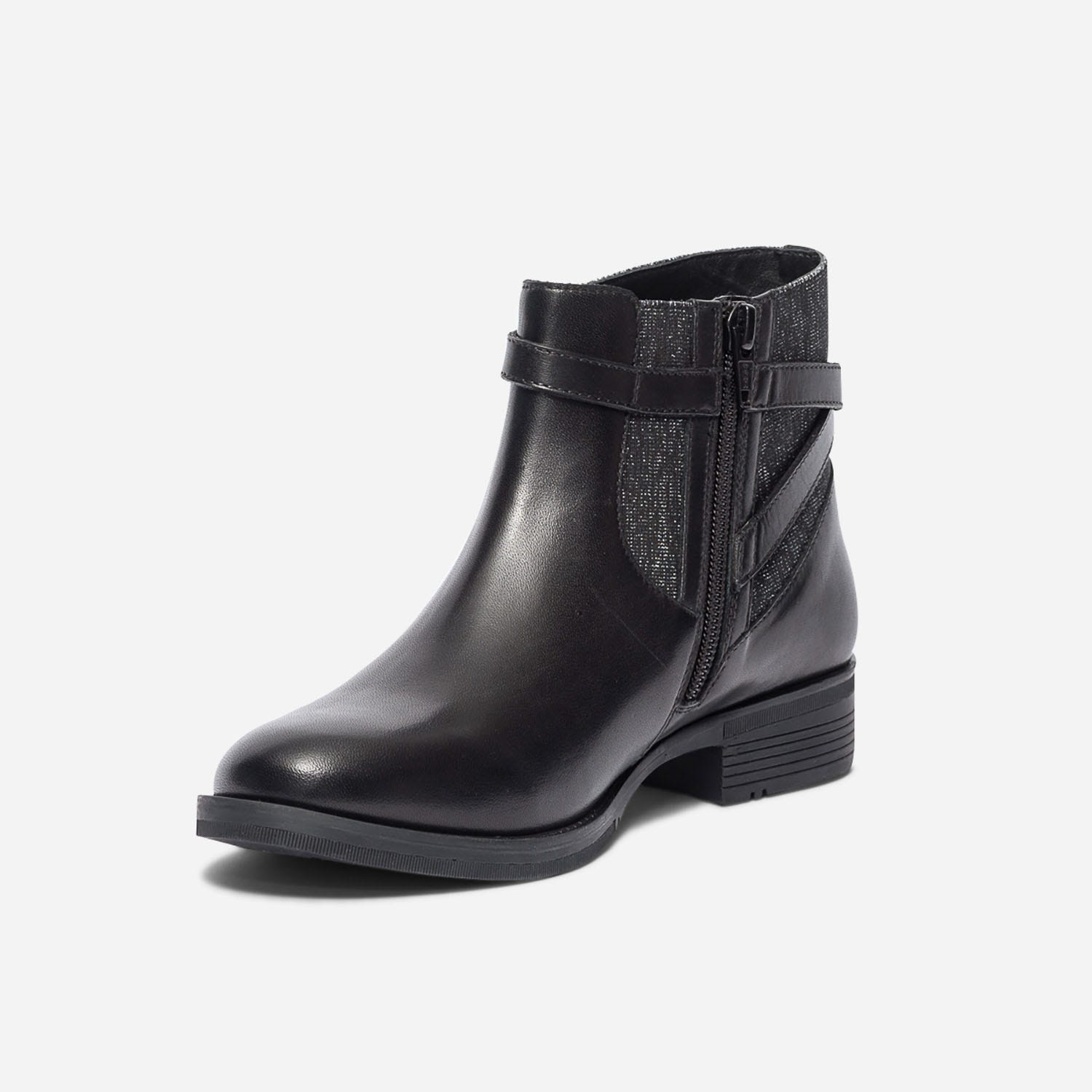 Boots jodhpur noir en cuir à élastique pailleté