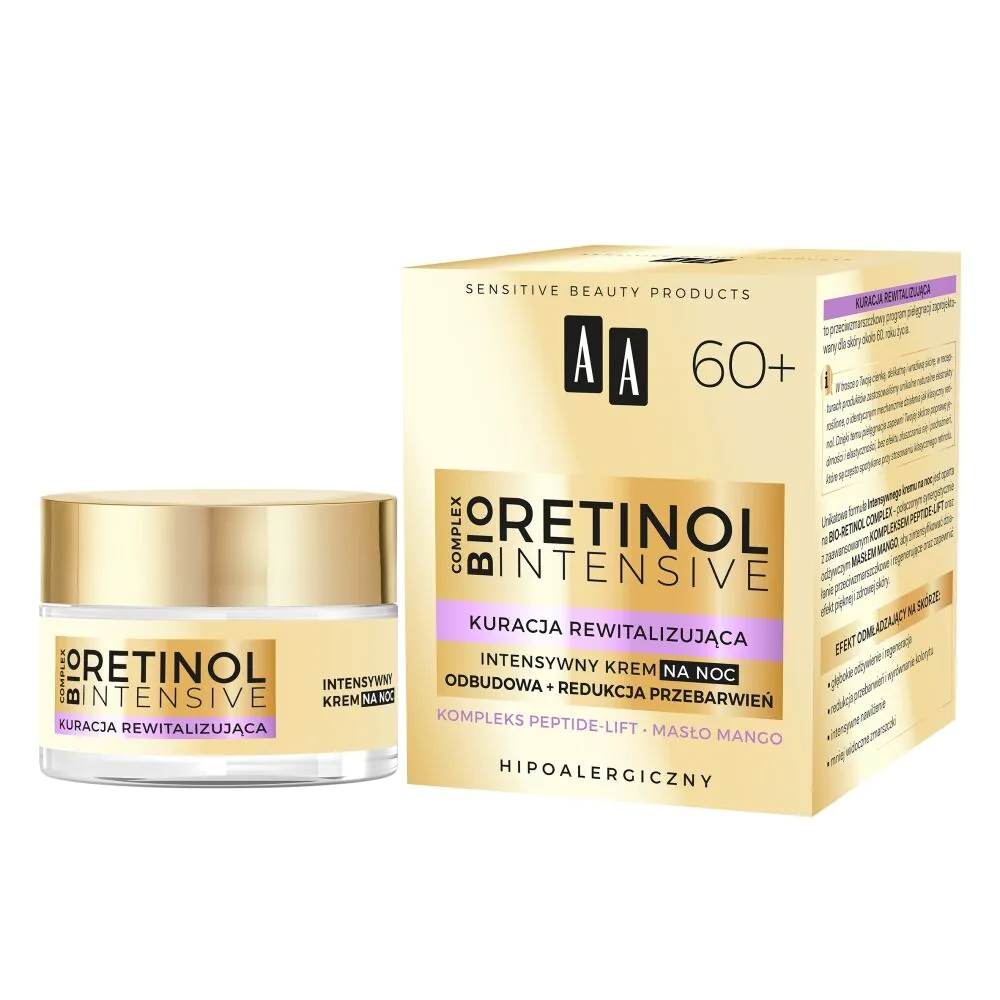 AA Retinol Intensive 60+ Intensieve nachtcrème die de huid herstelt en verkleuringen vermindert.