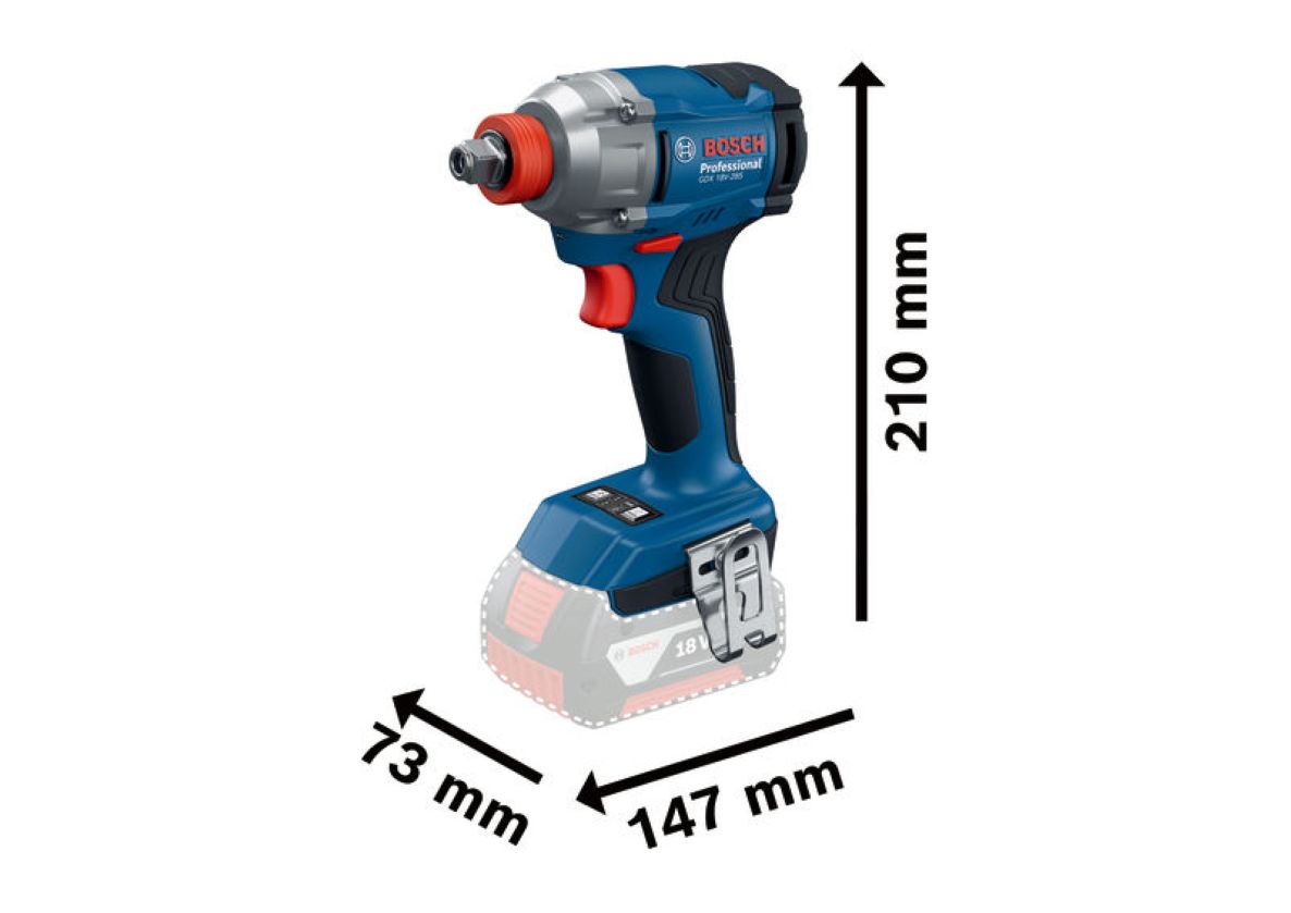 Șurubelniță de impact fără fir Bosch Blue 06019N2100 GDX 18V-285, fără baterii și încărcător, în cutie L-BOXX