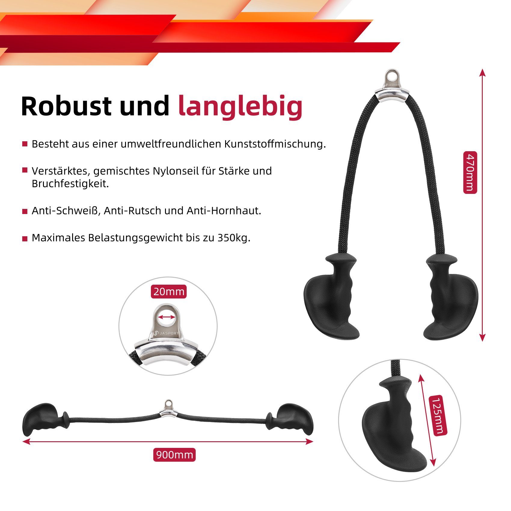 JASPORT Kraftstation JAS-ER02, ergonomisch geformt, Hautfreundlichkeit, Schweiß- und Rutschfestigkeit