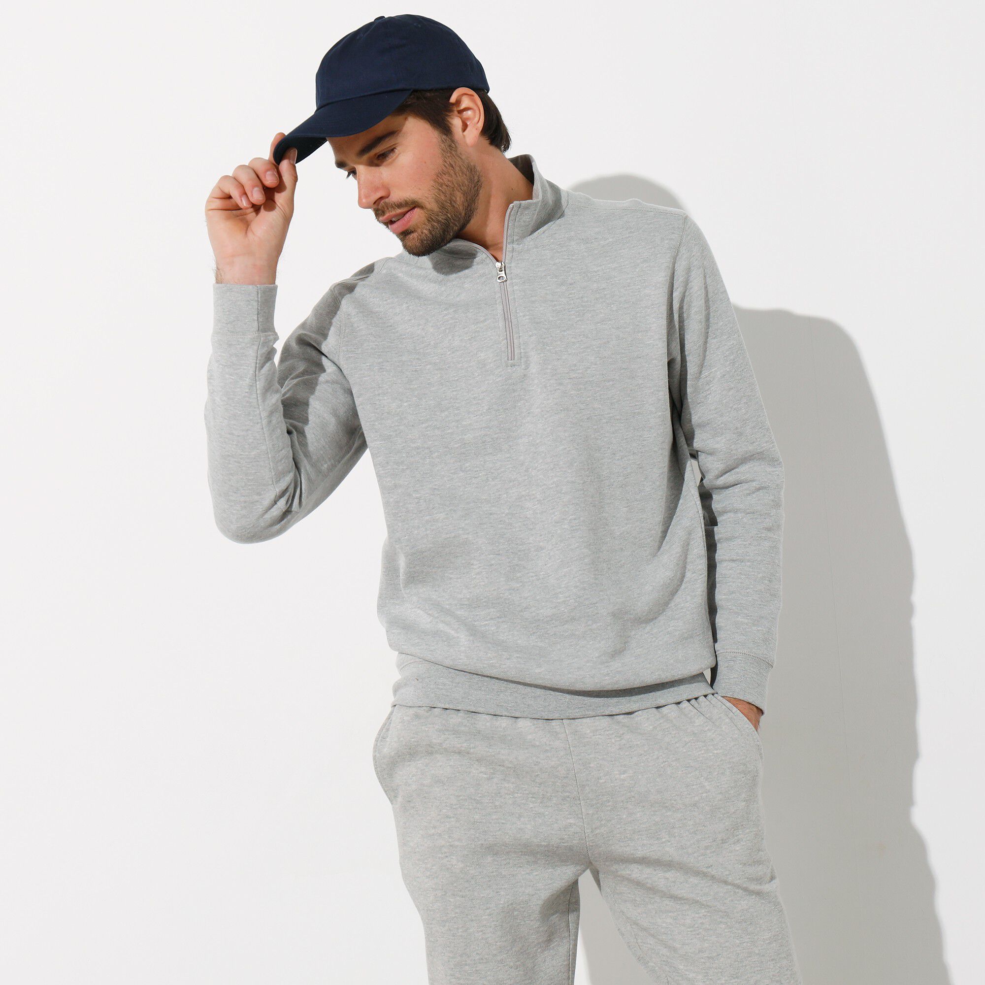 Sweat molleton col camionneur zippé