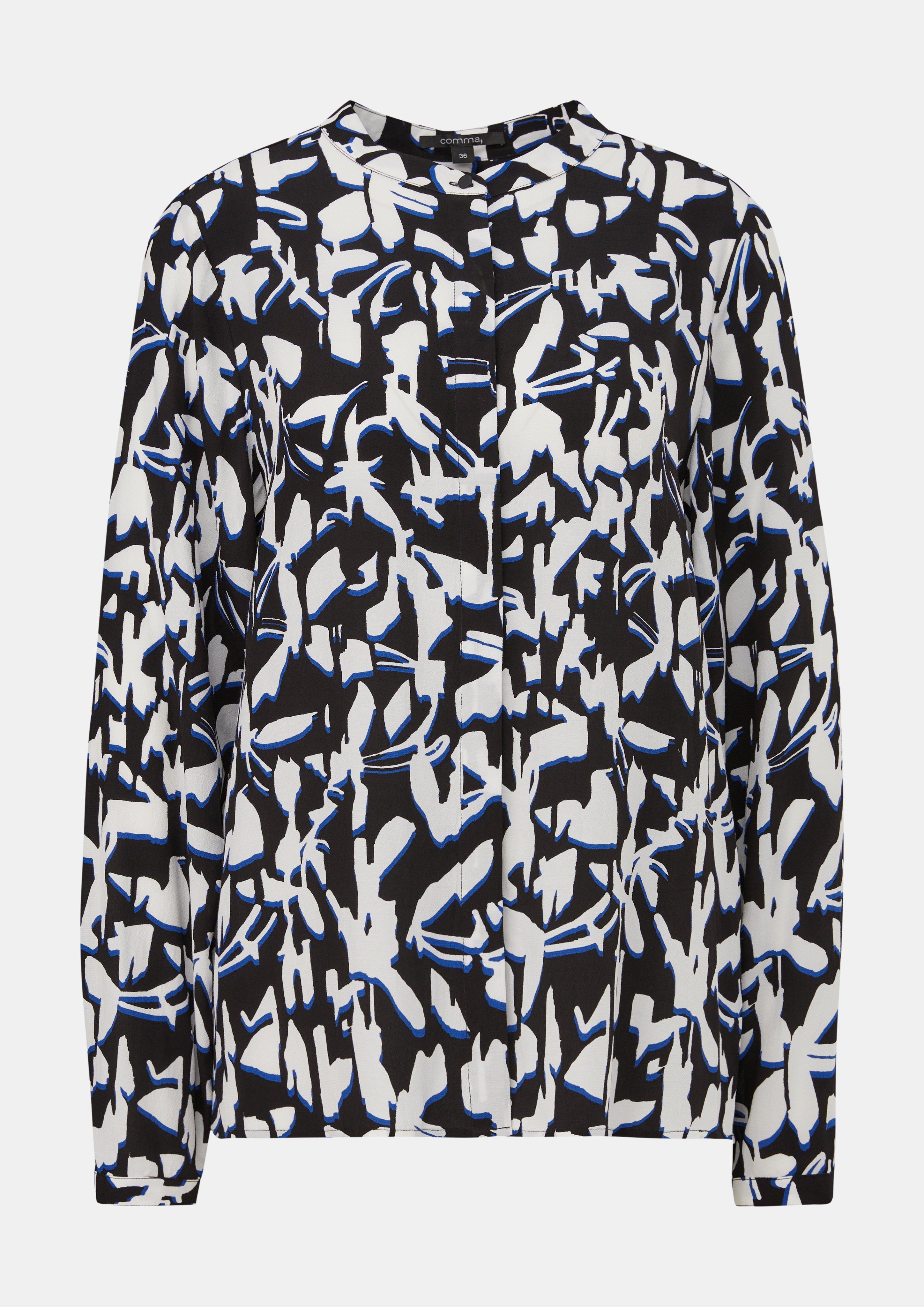 Bluse mit All-over-Print - schwarz