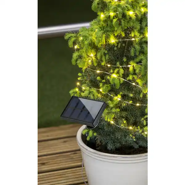 Solar-Metalldraht-Lichterkette, warmweiß, 50 Lichter